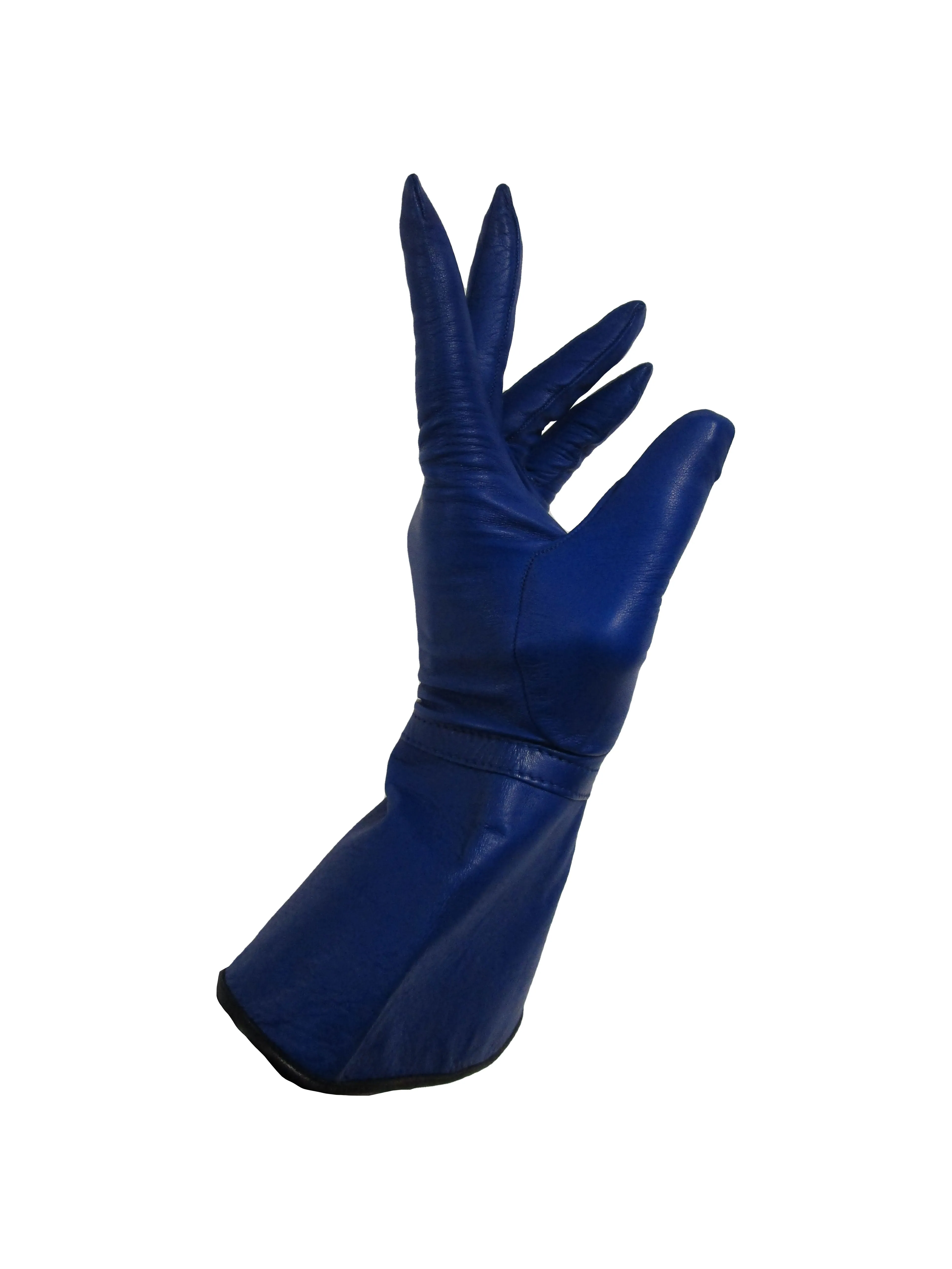 1980s Isabel Canovas Blue Leather Gloves Small