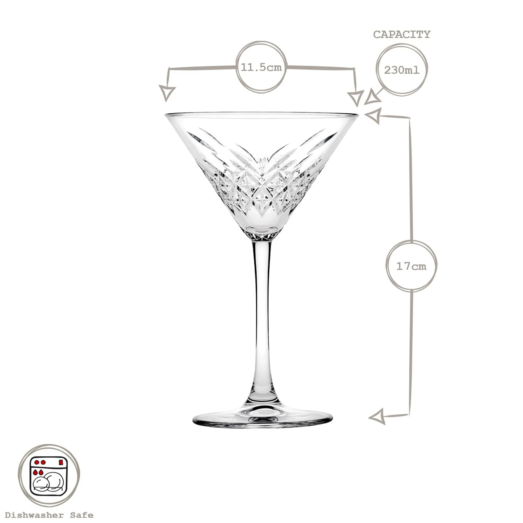 230ml Timeless Martini Glasses - Pack of Four - By Pasabahce