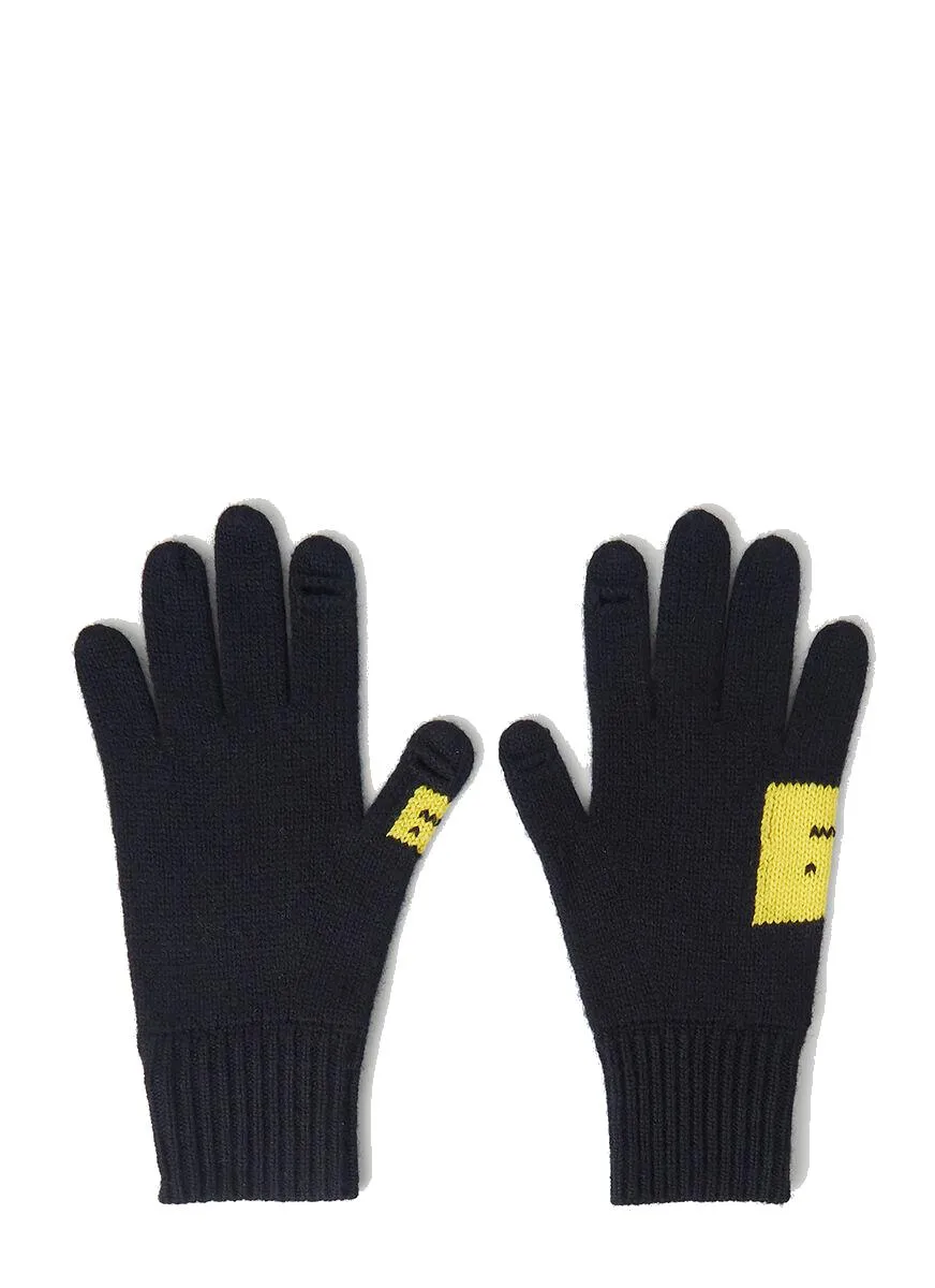 Acne Studios Face Intarsia Knit Gloves