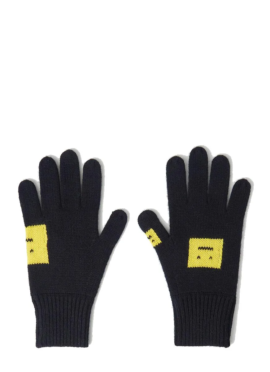 Acne Studios Face Intarsia Knit Gloves