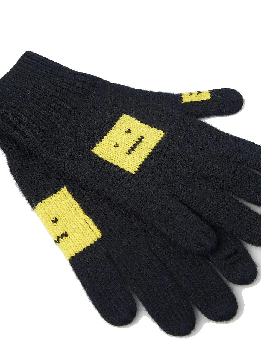 Acne Studios Face Intarsia Knit Gloves