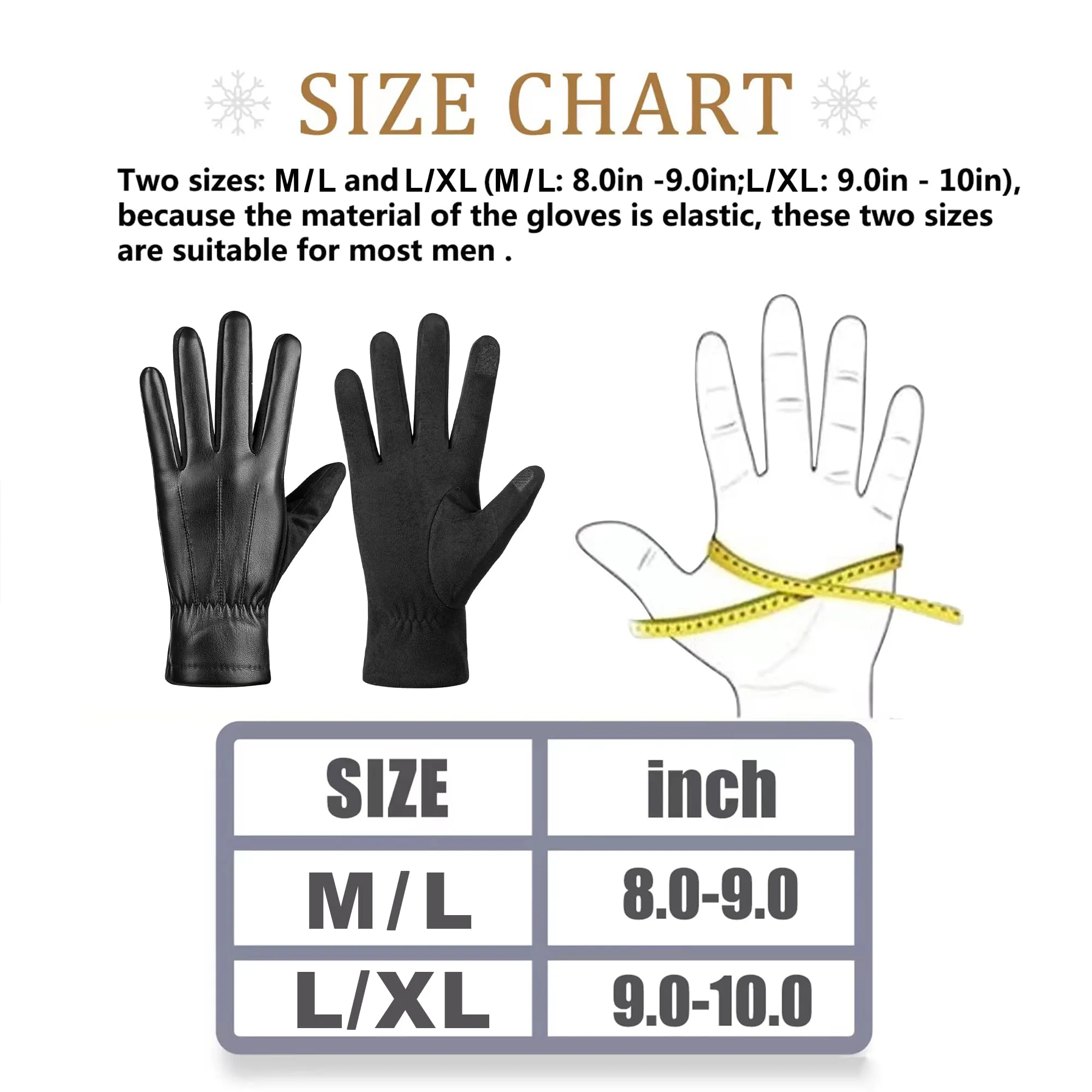 alqqas Winter Fashion Leather Gloves for Men, Finger Touchscreen Texting Wool Lined Warm Windproof Suede Driving Gloves