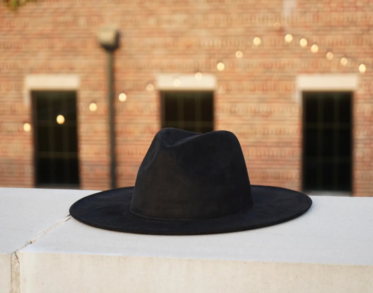 Atlanta Suede Wide Brim Fedora - Black