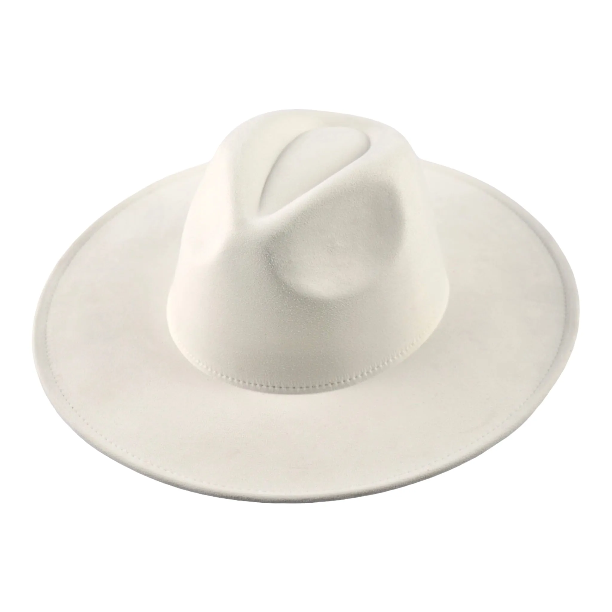 Atlanta Suede Wide Brim Fedora - White