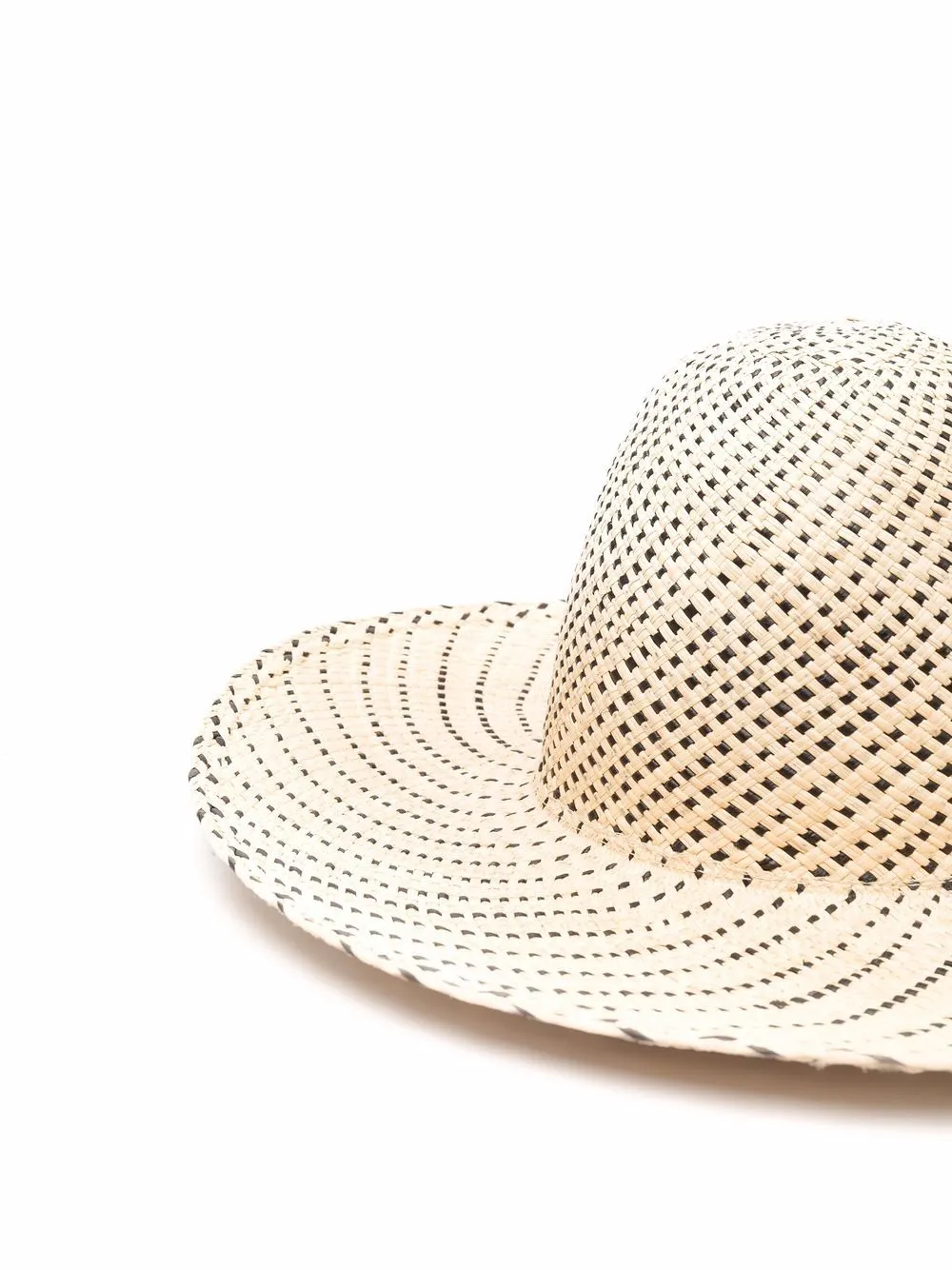 Big Shade Panama Hat - Natural Straw Black Dots