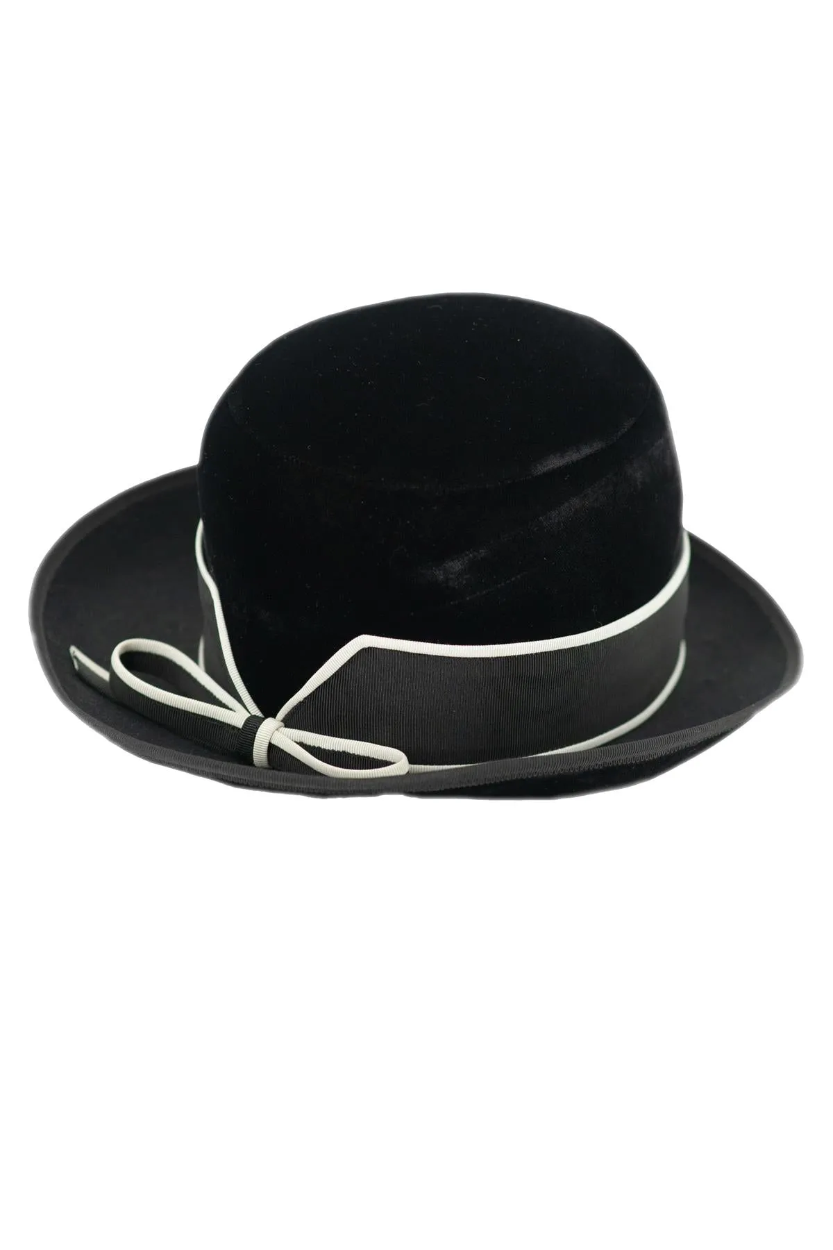 Black Velvet Bowler Style Vintage Hat