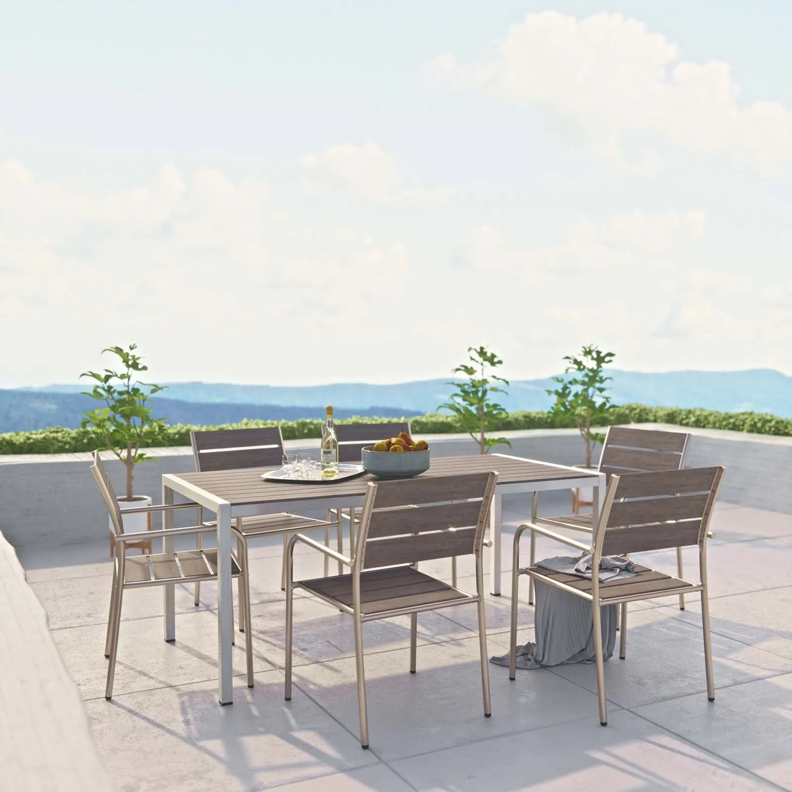 Coast 7-Piece Outdoor Patio Aluminum Dining Set – 71”