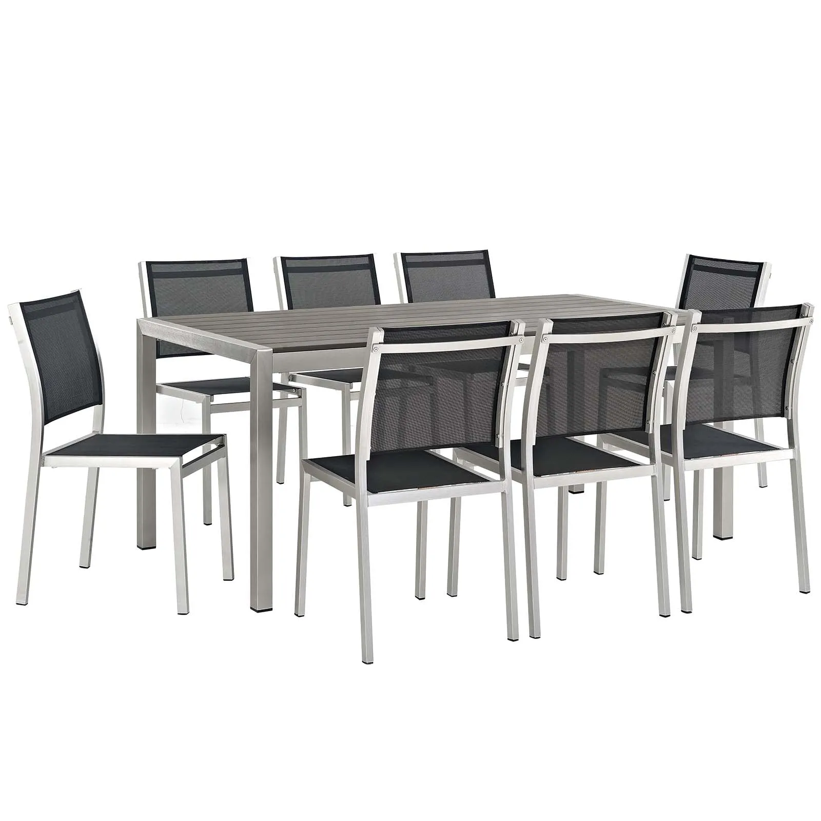 Coast 9-Piece Outdoor Patio Aluminum Dining Set – Mesh Chairs