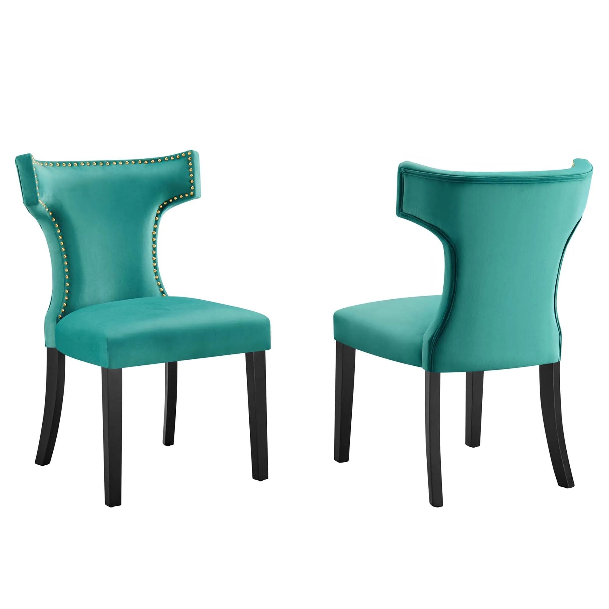 Curve Performance Velvet Dining Chairs - Set of 2 by Modway