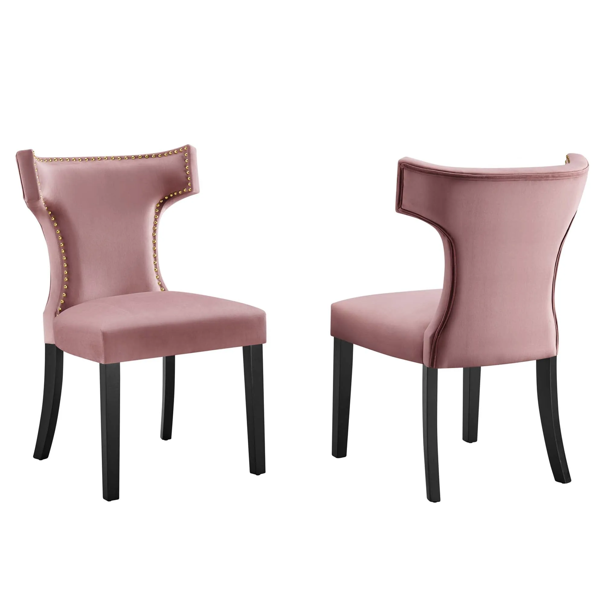 Curve Performance Velvet Dining Chairs - Set of 2 by Modway