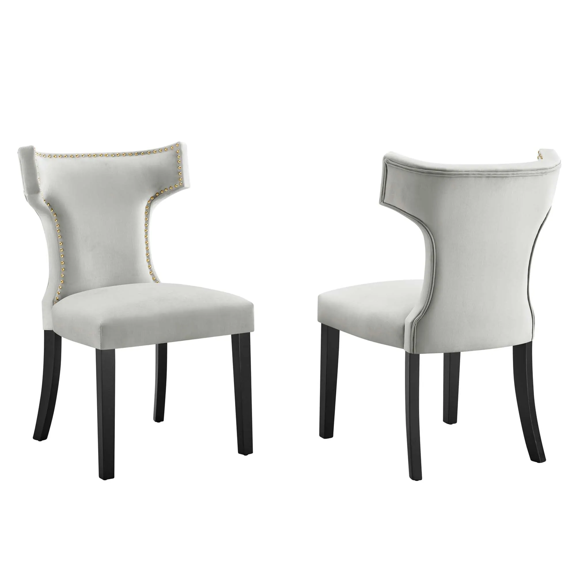 Curve Performance Velvet Dining Chairs - Set of 2 by Modway