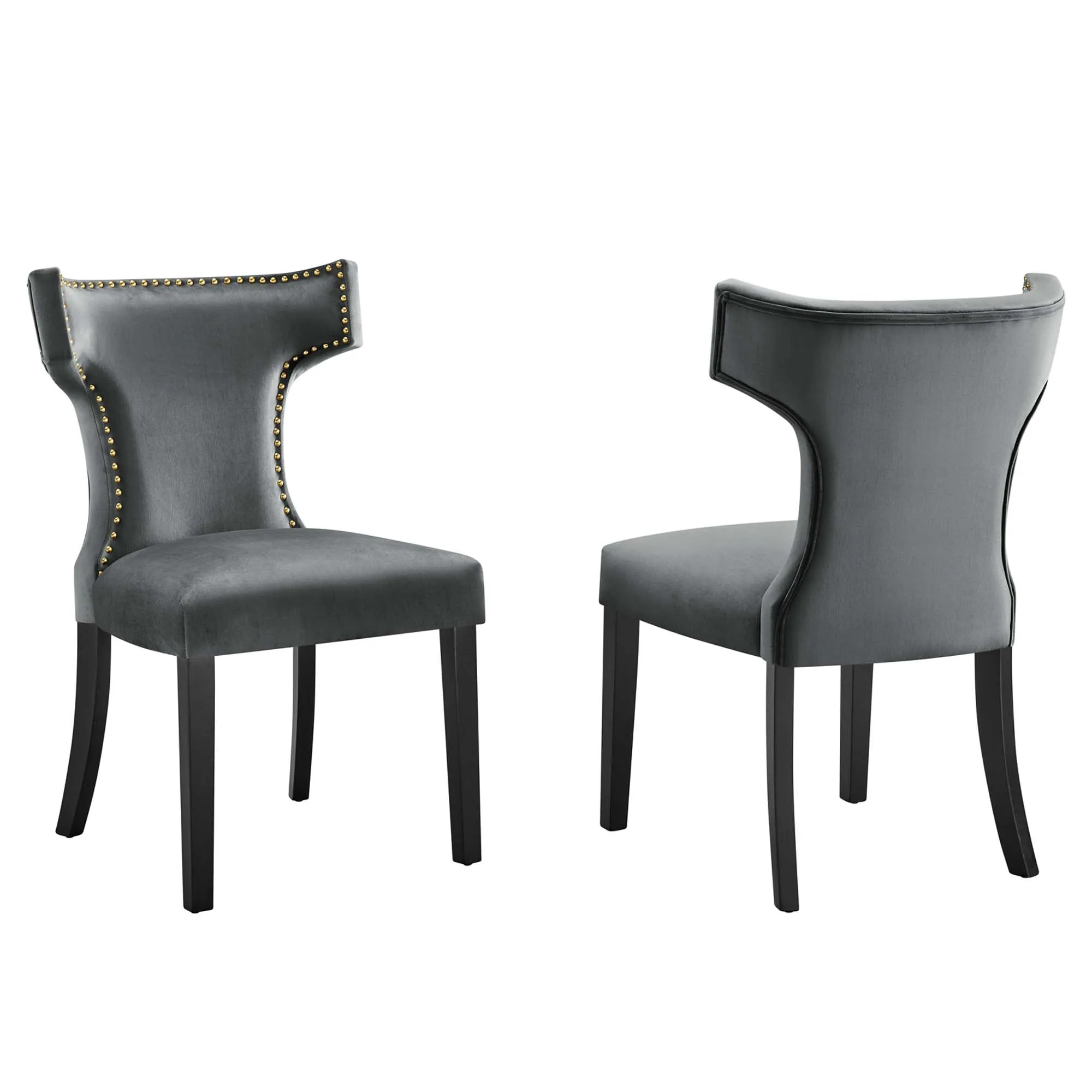 Curve Performance Velvet Dining Chairs - Set of 2 by Modway