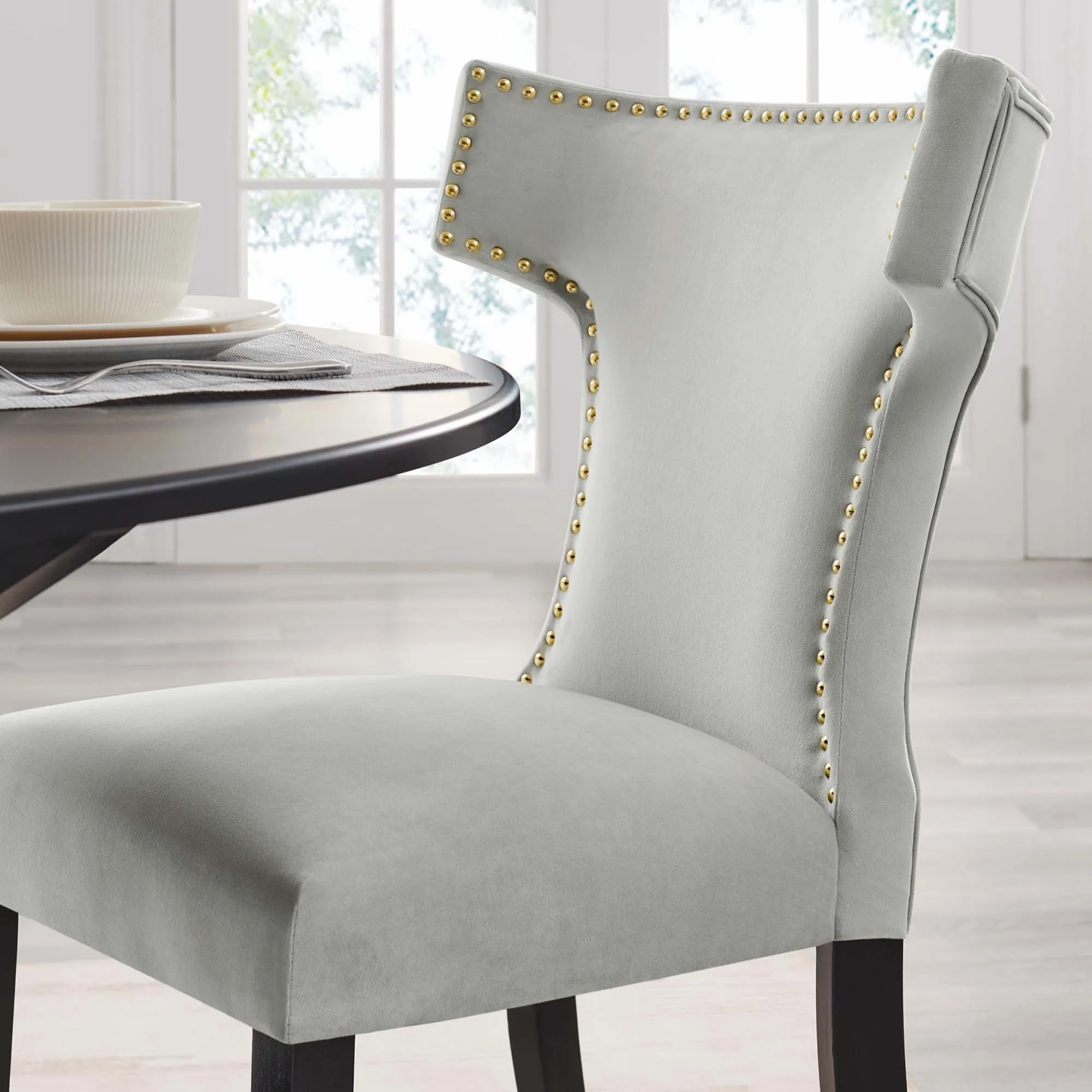 Curve Performance Velvet Dining Chairs - Set of 2 by Modway