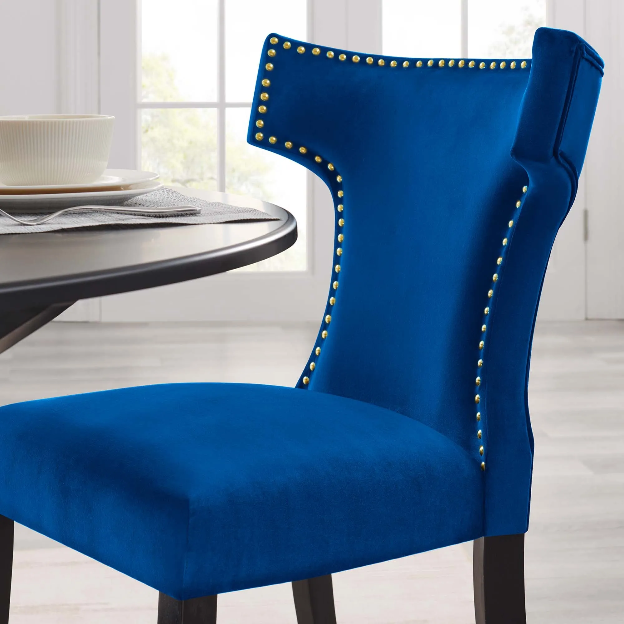 Curve Performance Velvet Dining Chairs - Set of 2 by Modway