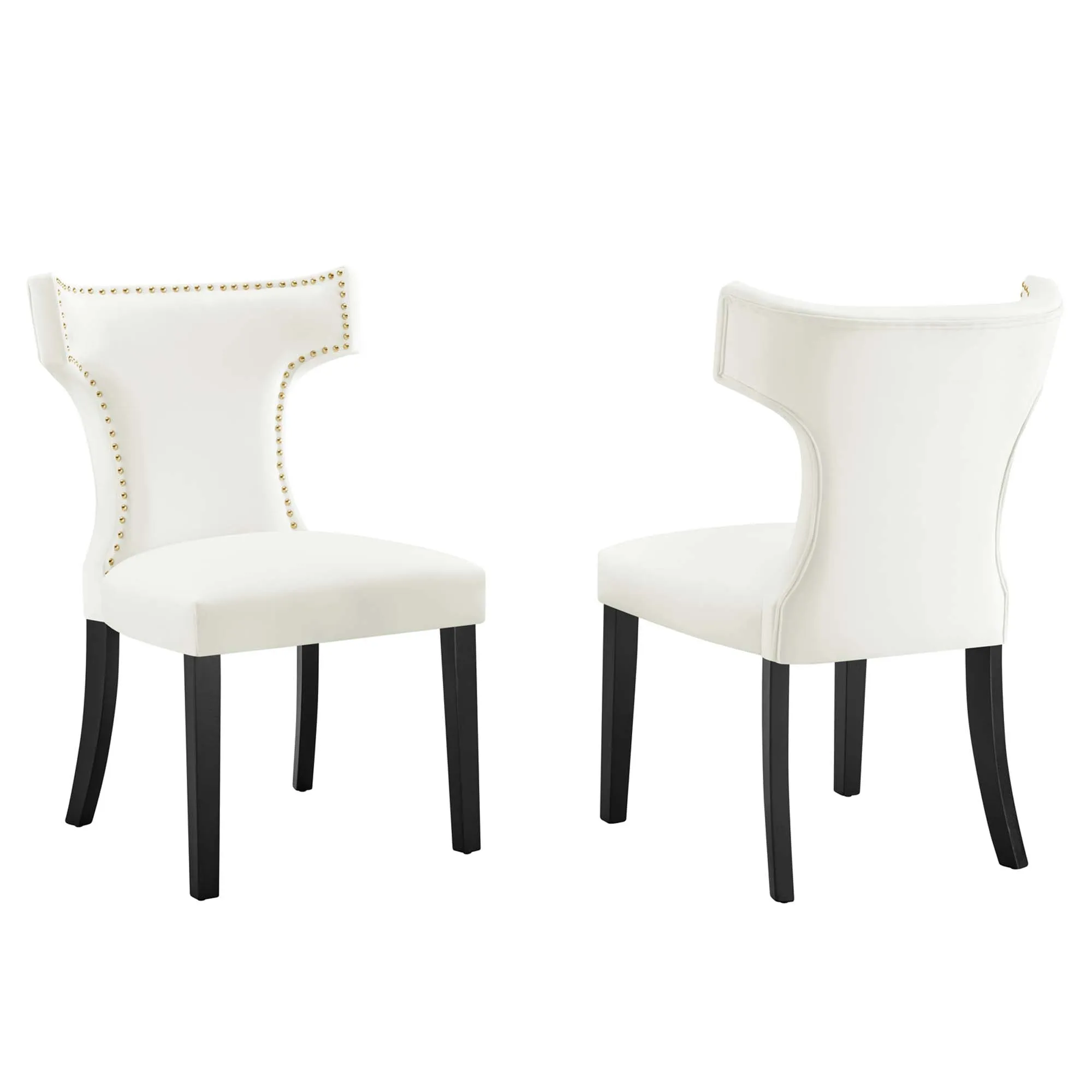 Curve Performance Velvet Dining Chairs - Set of 2 by Modway