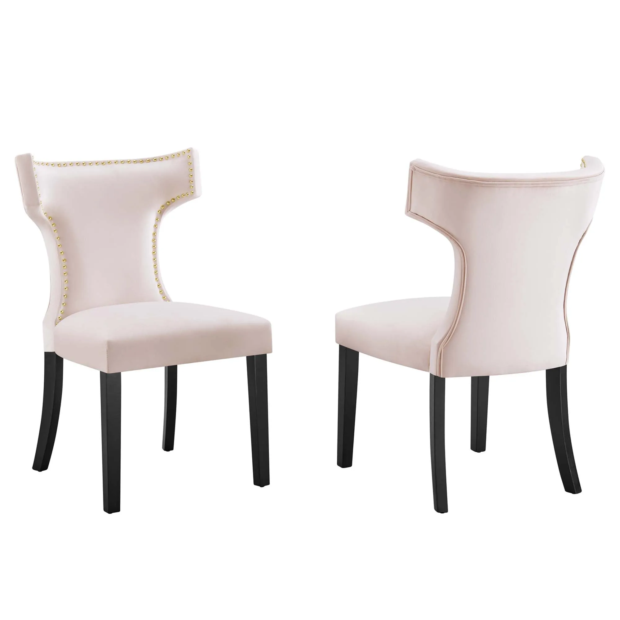 Curve Performance Velvet Dining Chairs - Set of 2 by Modway