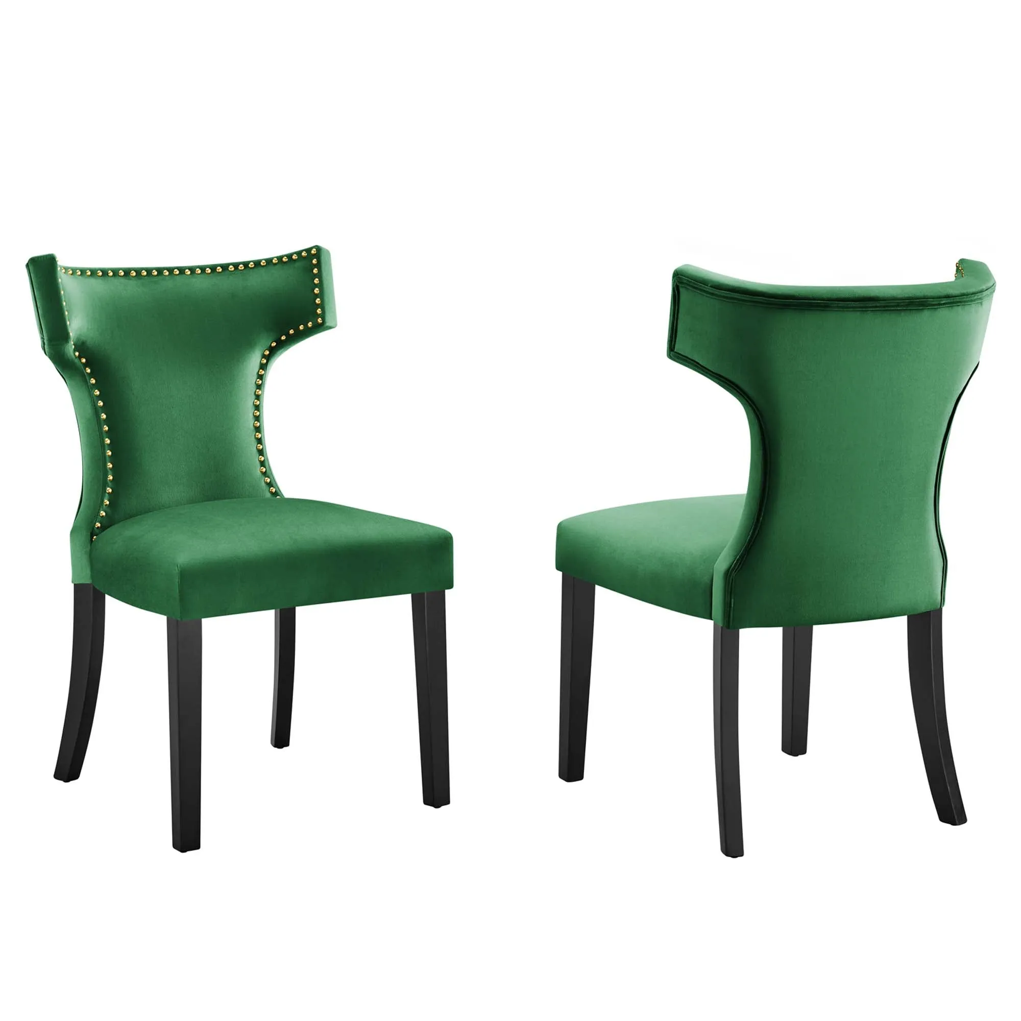 Curve Performance Velvet Dining Chairs - Set of 2 by Modway