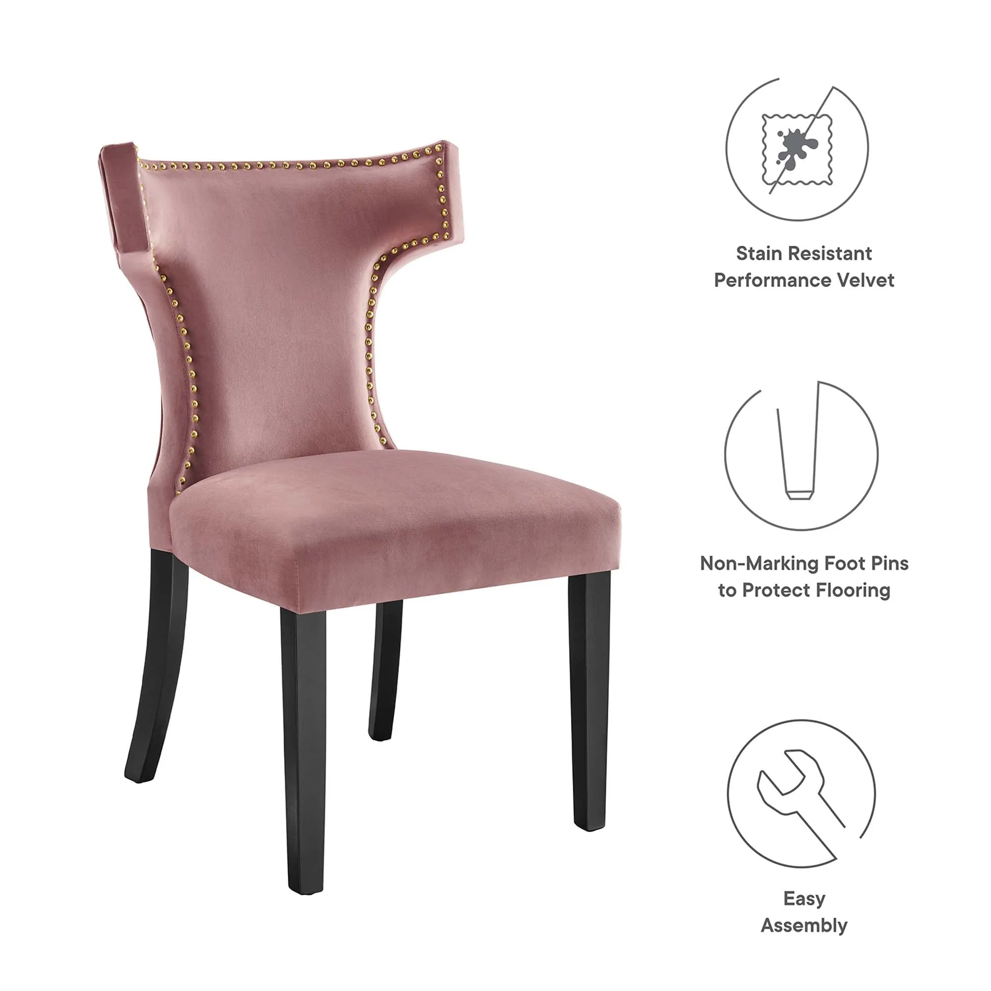 Curve Performance Velvet Dining Chairs - Set of 2 by Modway