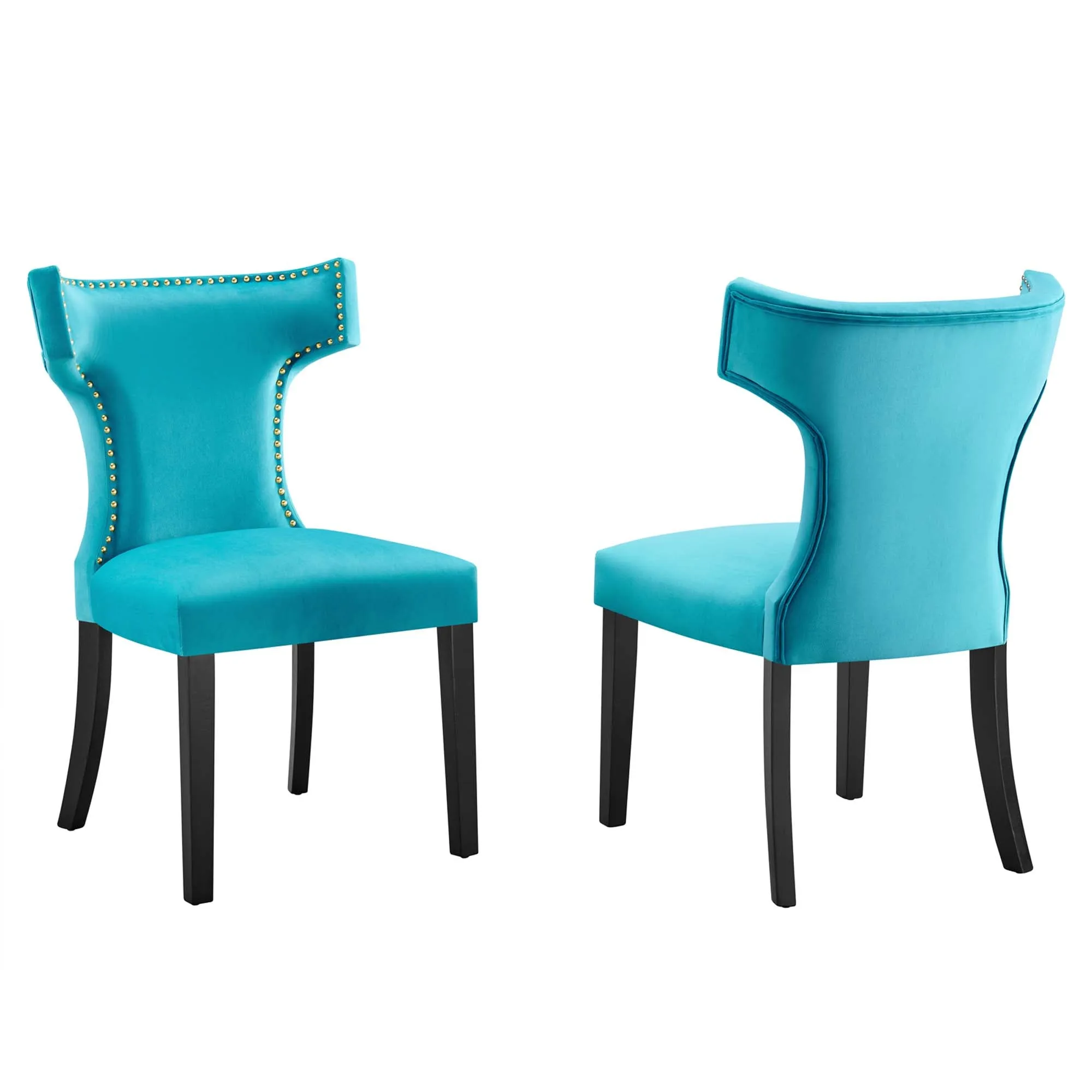 Curve Performance Velvet Dining Chairs - Set of 2 by Modway