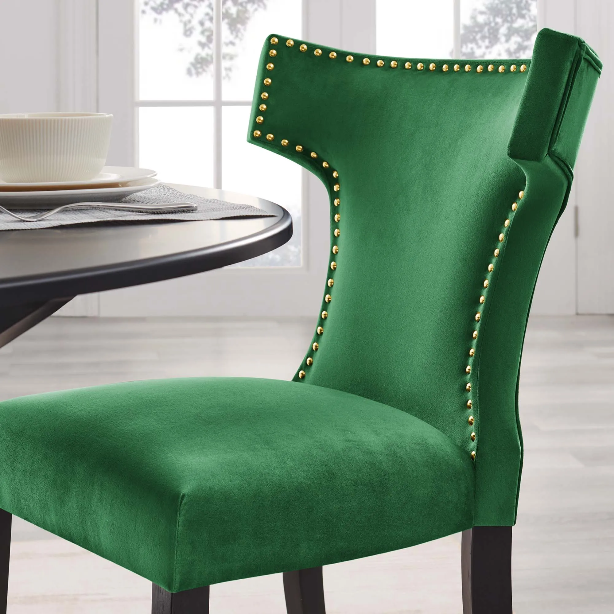 Curve Performance Velvet Dining Chairs - Set of 2 by Modway