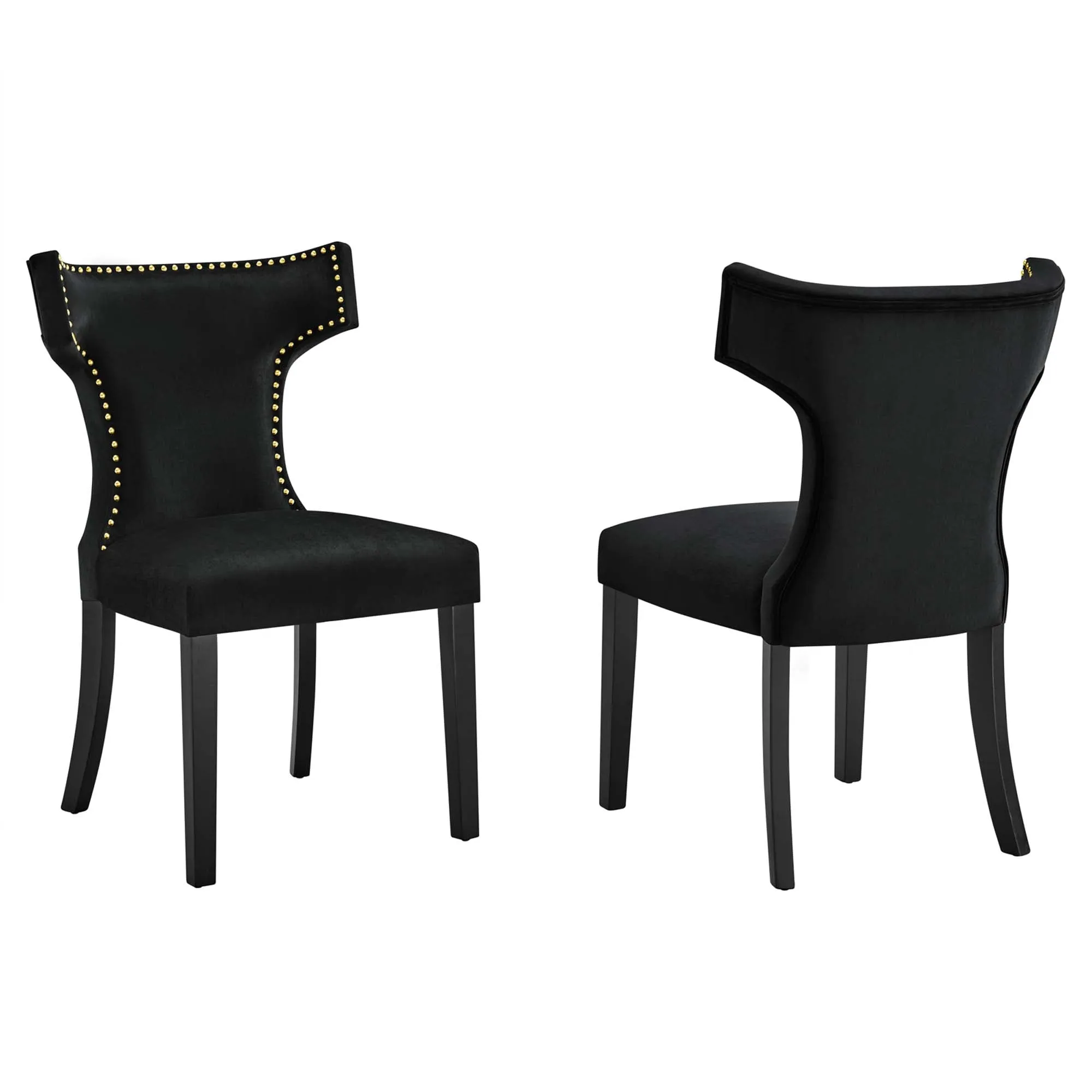 Curve Performance Velvet Dining Chairs - Set of 2 by Modway