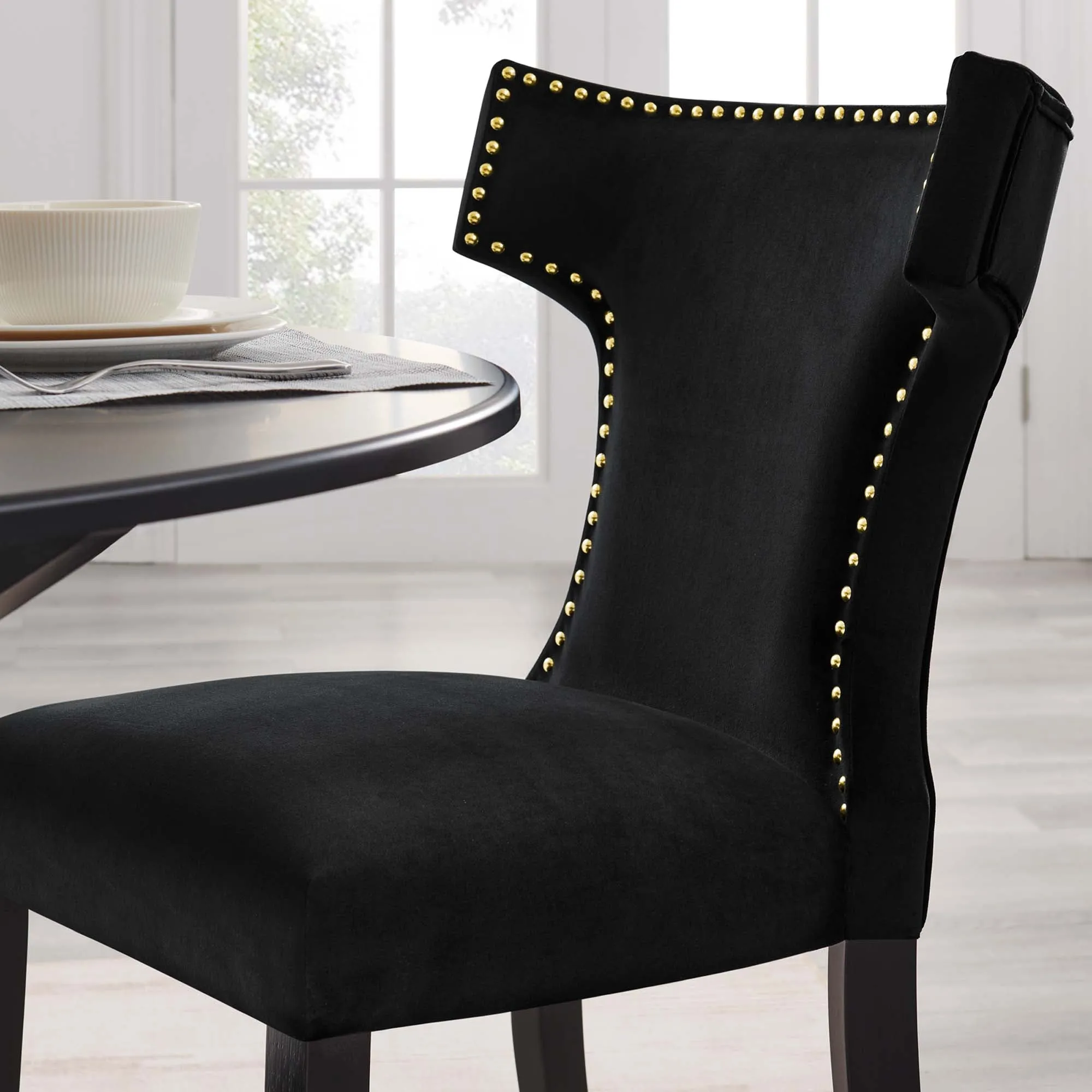 Curve Performance Velvet Dining Chairs - Set of 2 by Modway