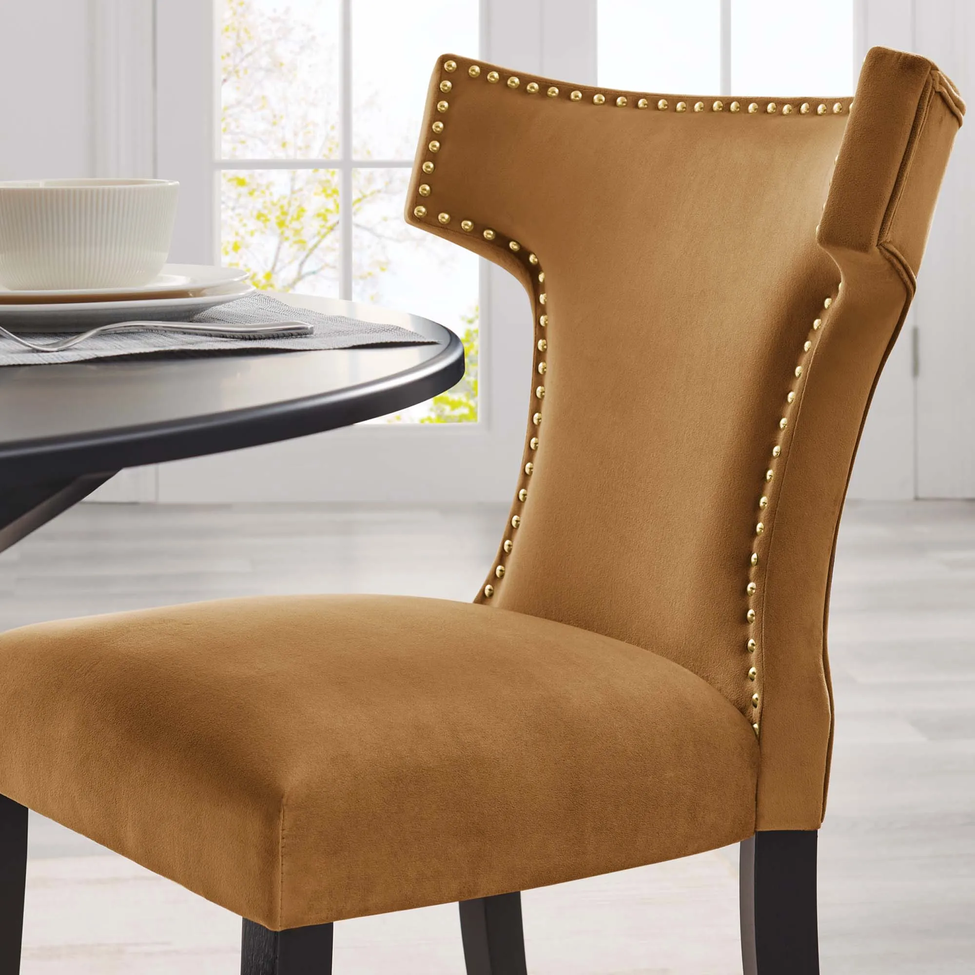 Curve Performance Velvet Dining Chairs - Set of 2 by Modway