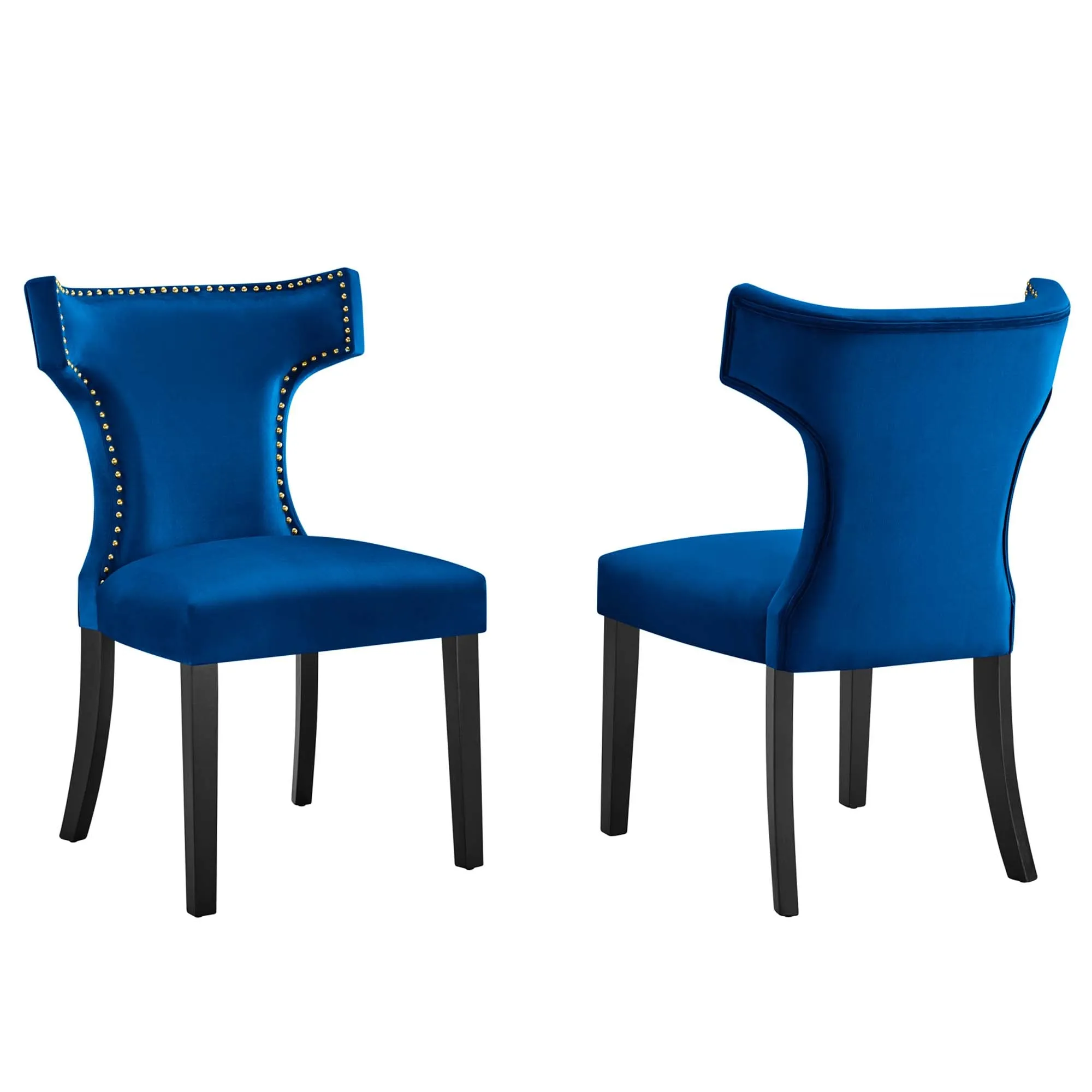 Curve Performance Velvet Dining Chairs - Set of 2 by Modway