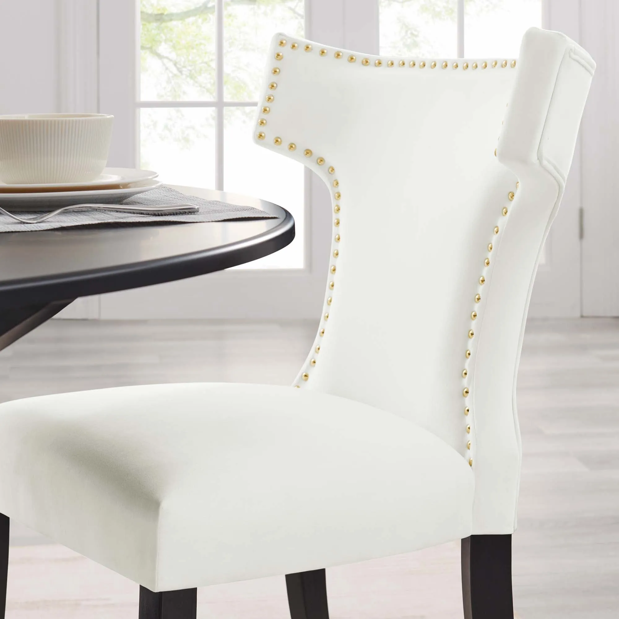 Curve Performance Velvet Dining Chairs - Set of 2 by Modway