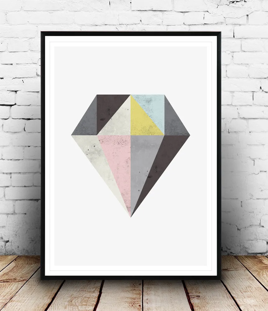 DIamond print, geometric home decor, Abstract art