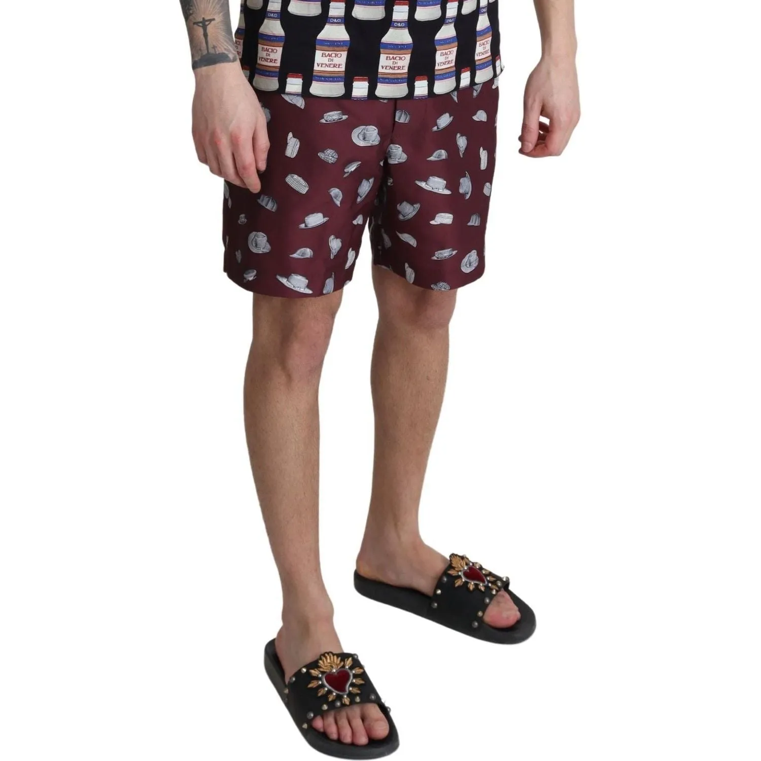 Dolce & Gabbana Elegant Maroon Swim Trunks