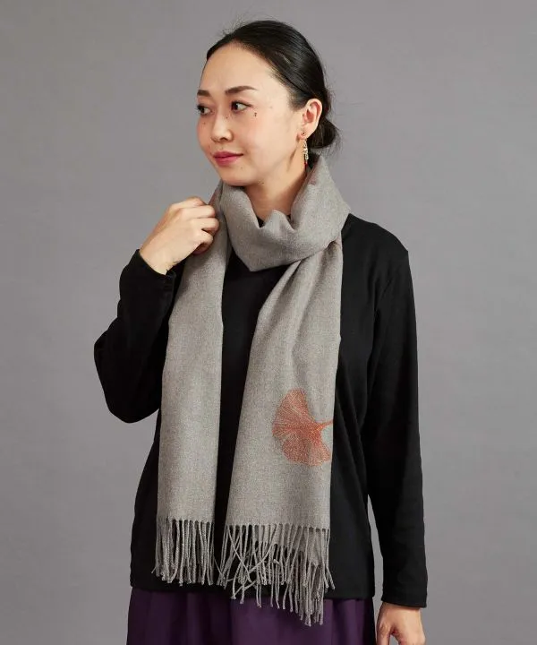 Ginkgo Embroidered Scarf