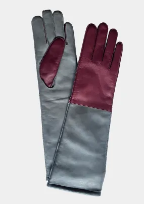 GRAY & BURGUNDY COLOR BLOCK GLOVES