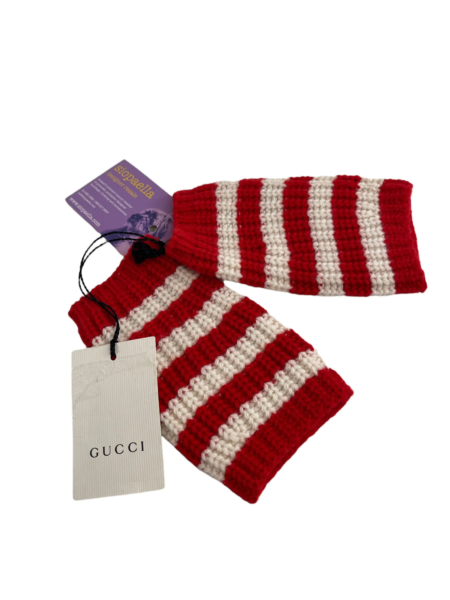 Gucci Striped Fingerless Gloves