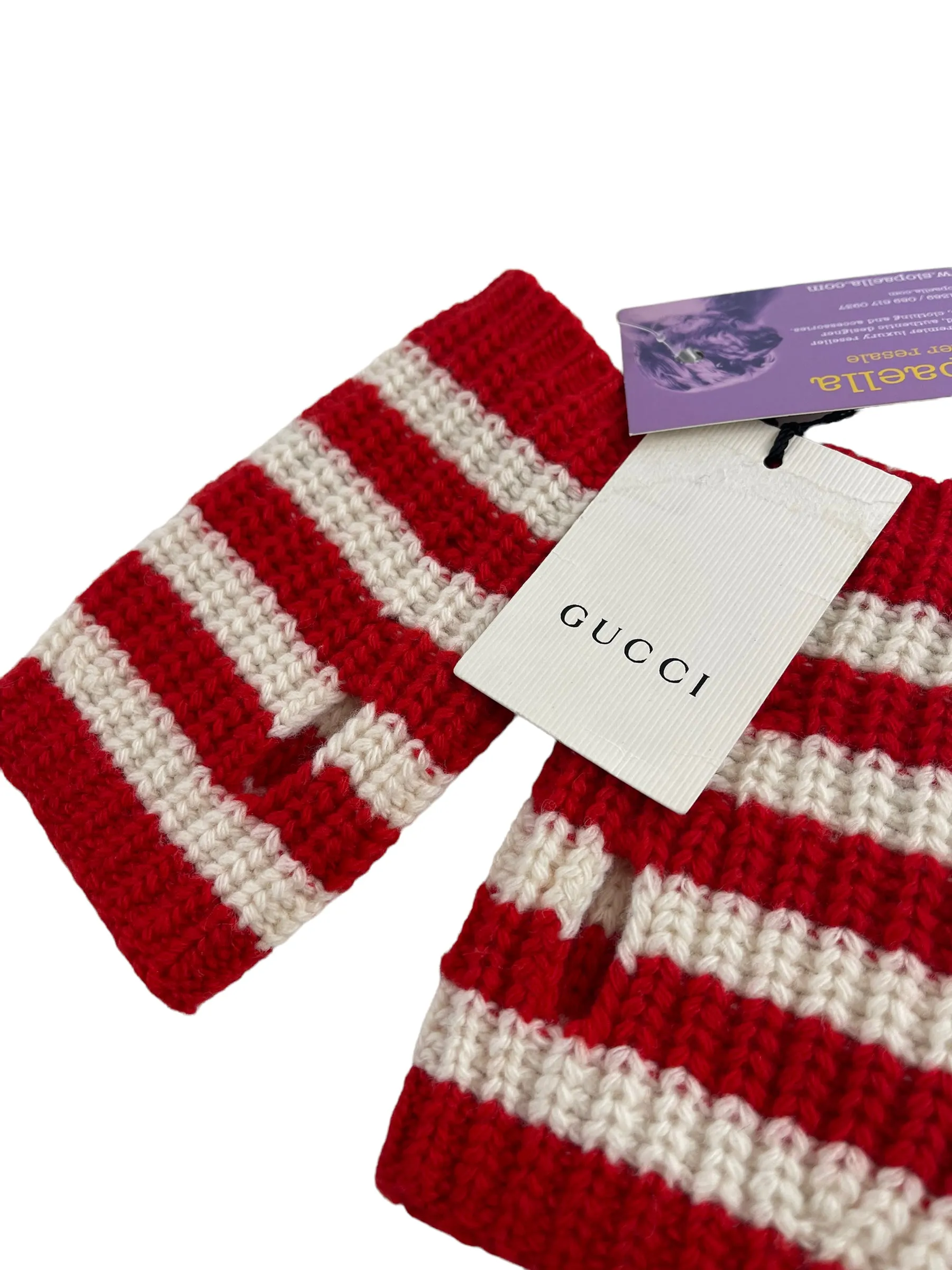 Gucci Striped Fingerless Gloves