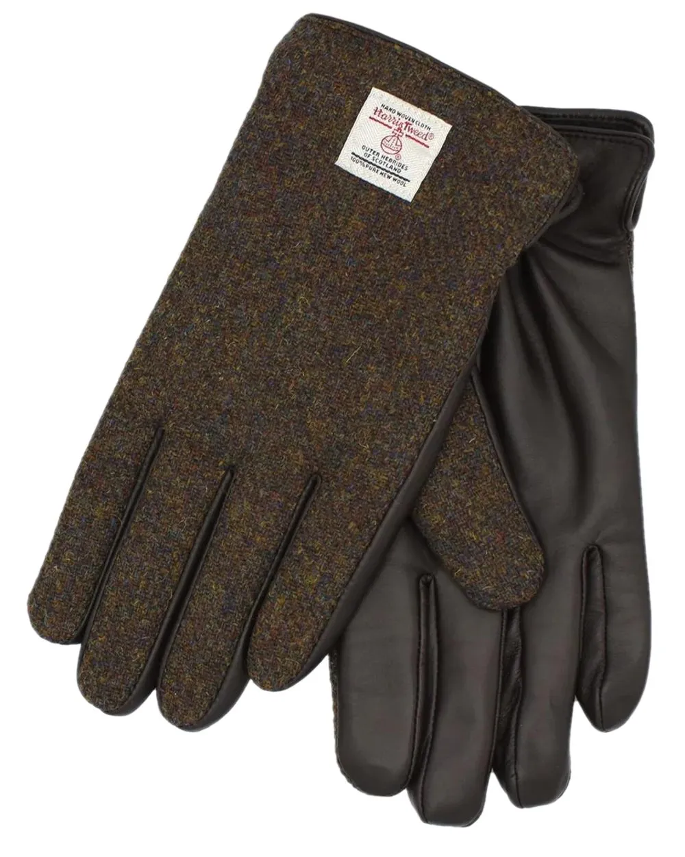 Heather Mens Grant Harris Tweed And Leather Gloves