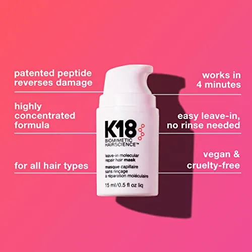 K18 Mini Leave-In Molecular Repair Hair Mask Treatment to Repair Damaged Hair