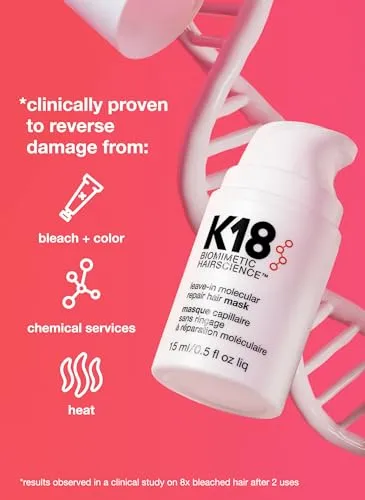 K18 Mini Leave-In Molecular Repair Hair Mask Treatment to Repair Damaged Hair