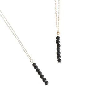 Lava Bead Tower Minimalist Necklace