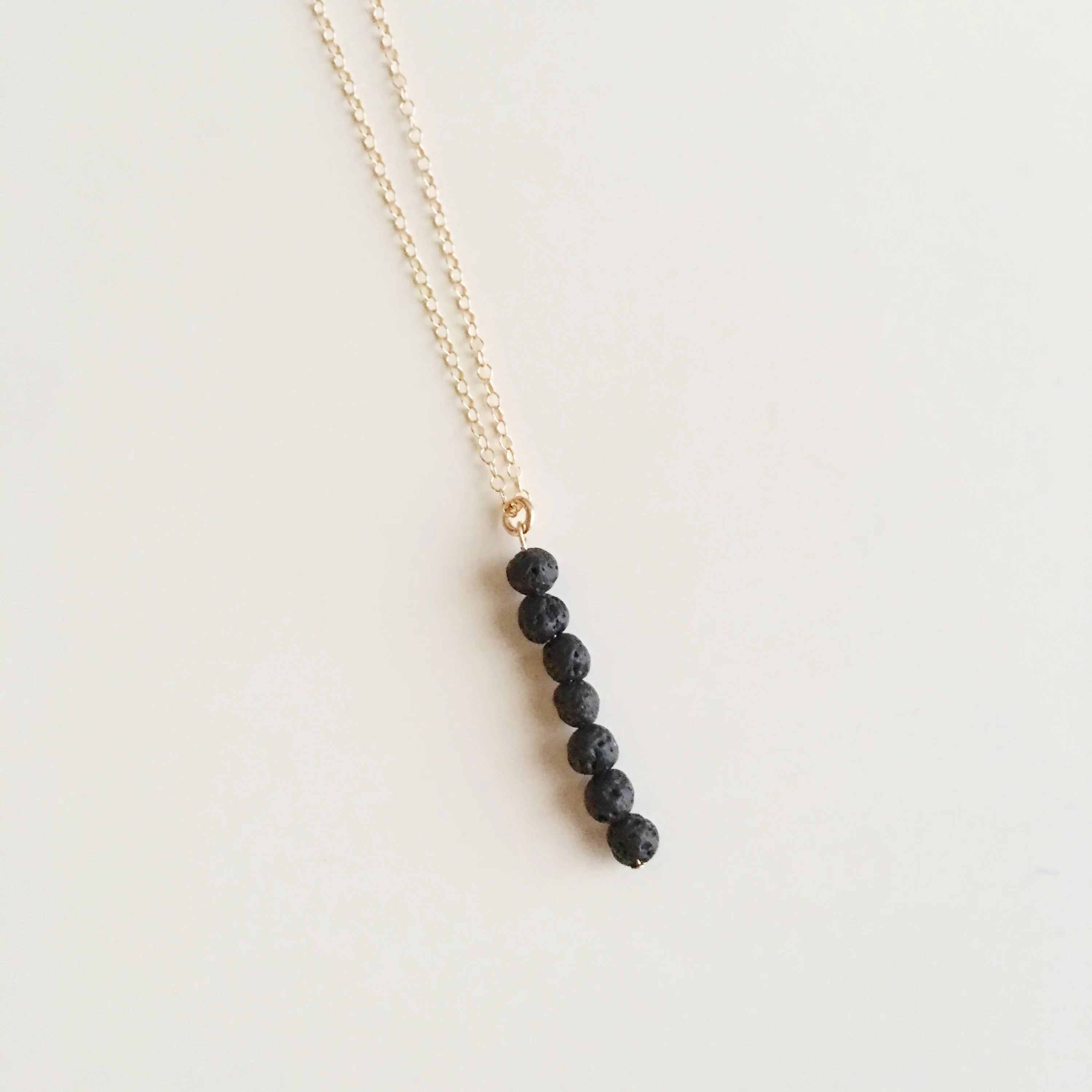 Lava Bead Tower Minimalist Necklace