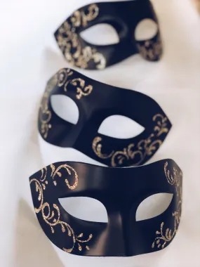 Luxury Black Masquerade Masks (Set of 12)