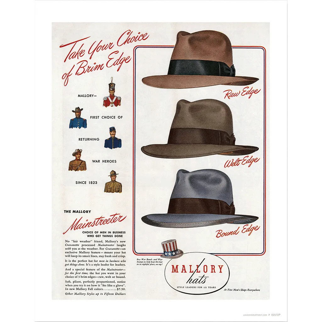 Men's Hats of the 1940s - Fashion Art Print