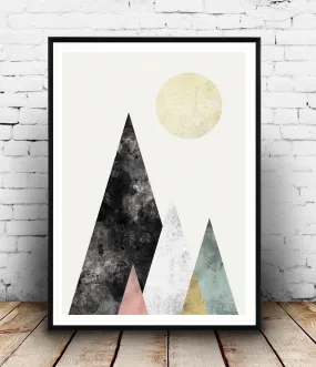 Minimalist Mountains Geometric Scandinavian poster print