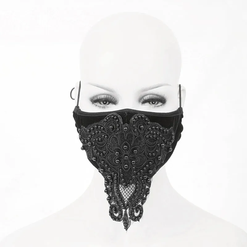 MK019 Gothic black beaded velvet sexy women lace mask