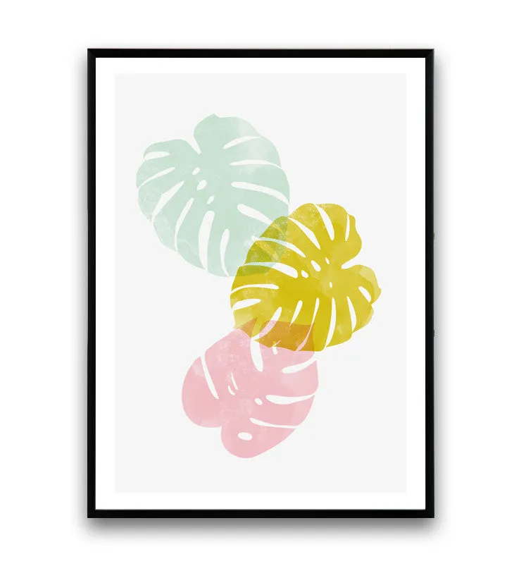 Monstera print, boho chic, botanical art, nature poster