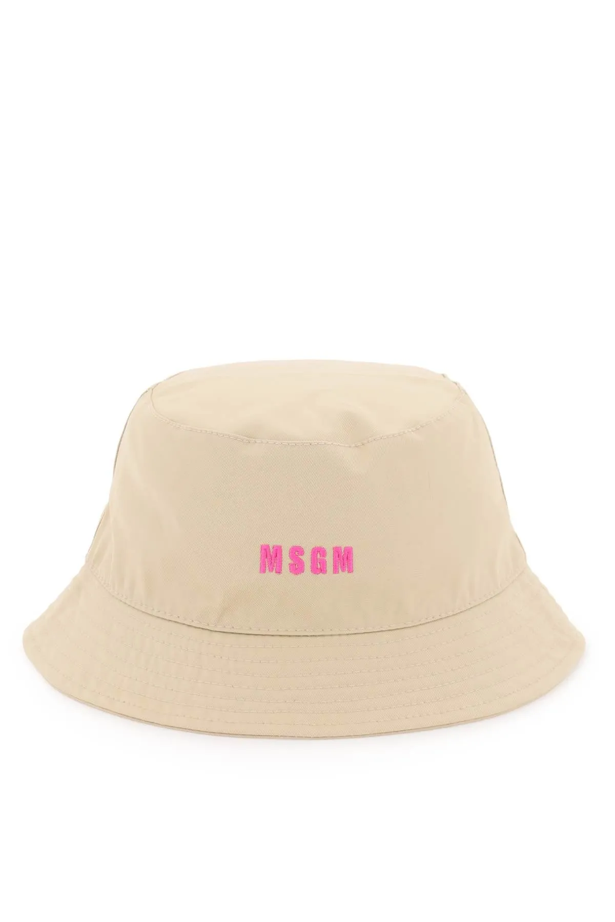 Msgm cotton bucket hat with embroidery