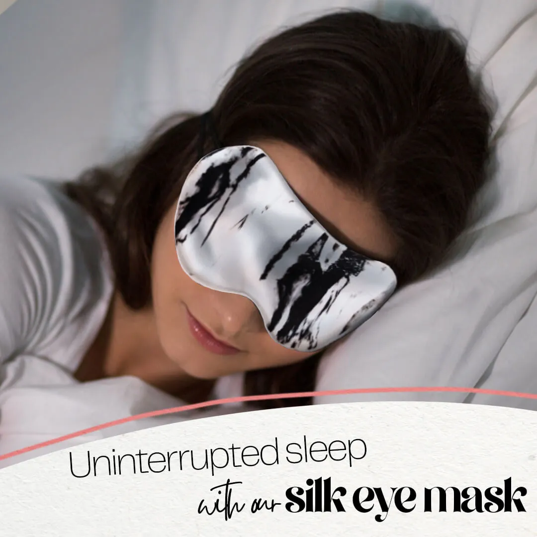 Mulberry Silk Eye Mask - White Marble