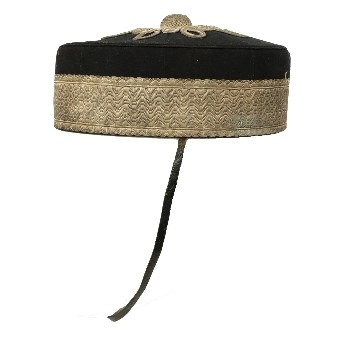 Original British Victorian Era Volunteers Officer Pill Box Hat with Silver Thread Embroidery