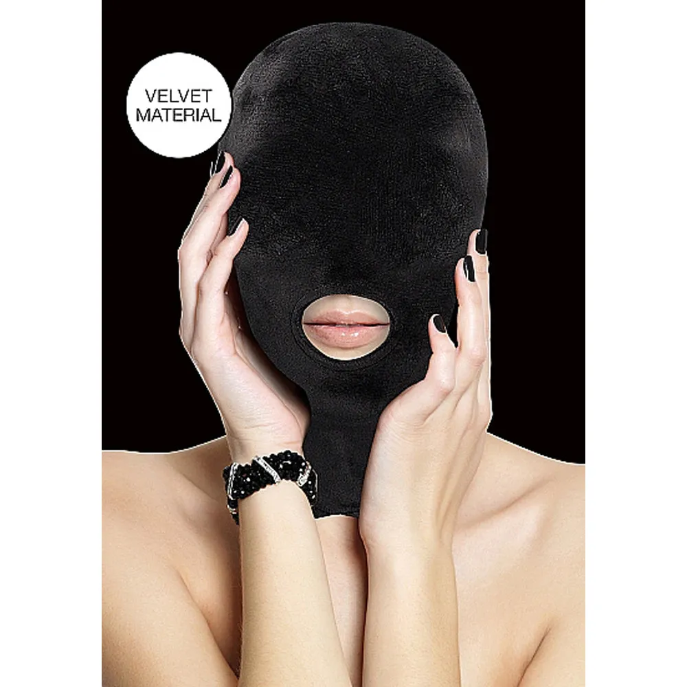 Ouch! Velvet Full-Head Mask With Mouth Opening Black