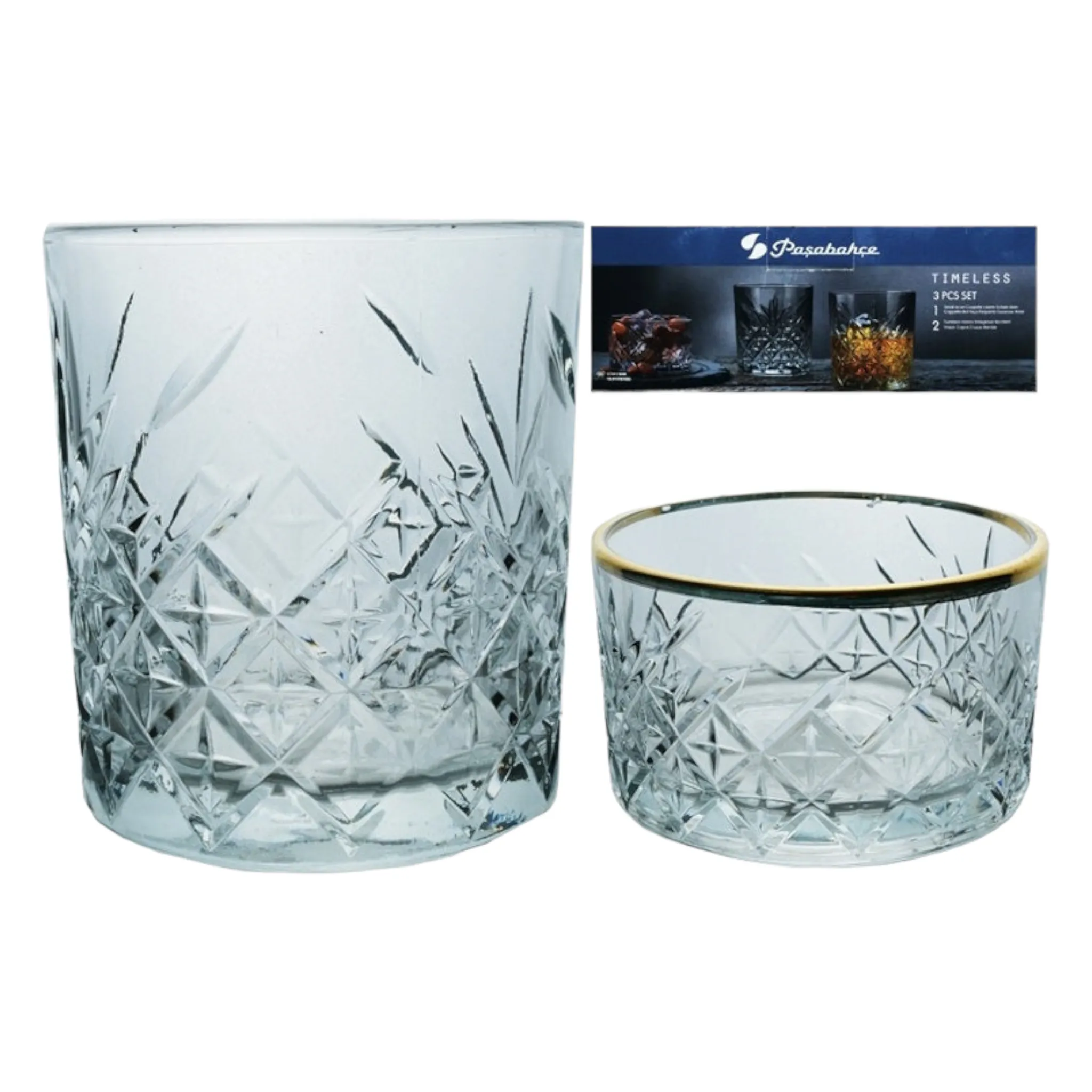 Pasabahce Timeless Glass Tumbler 225ml & 345ml Whisky 2pc Set 24026